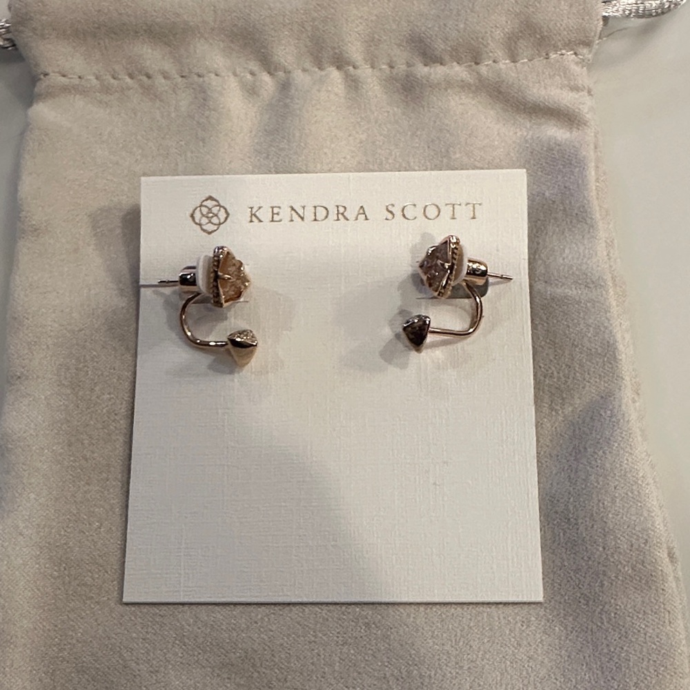 Kendra Scott Rose Gold Ear Jacket with Sand Drusy